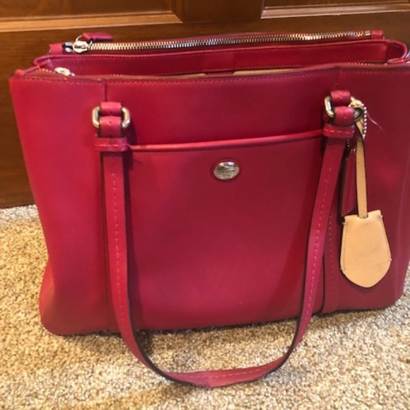 Coach F25669 Peyton Leather Jordan Double Zip Carryall 100% Authentic Coach - Picture 1 of 5